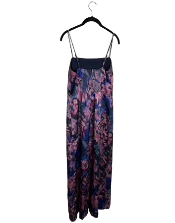 Black Floral Square Neckline Midi Dress - Size 4