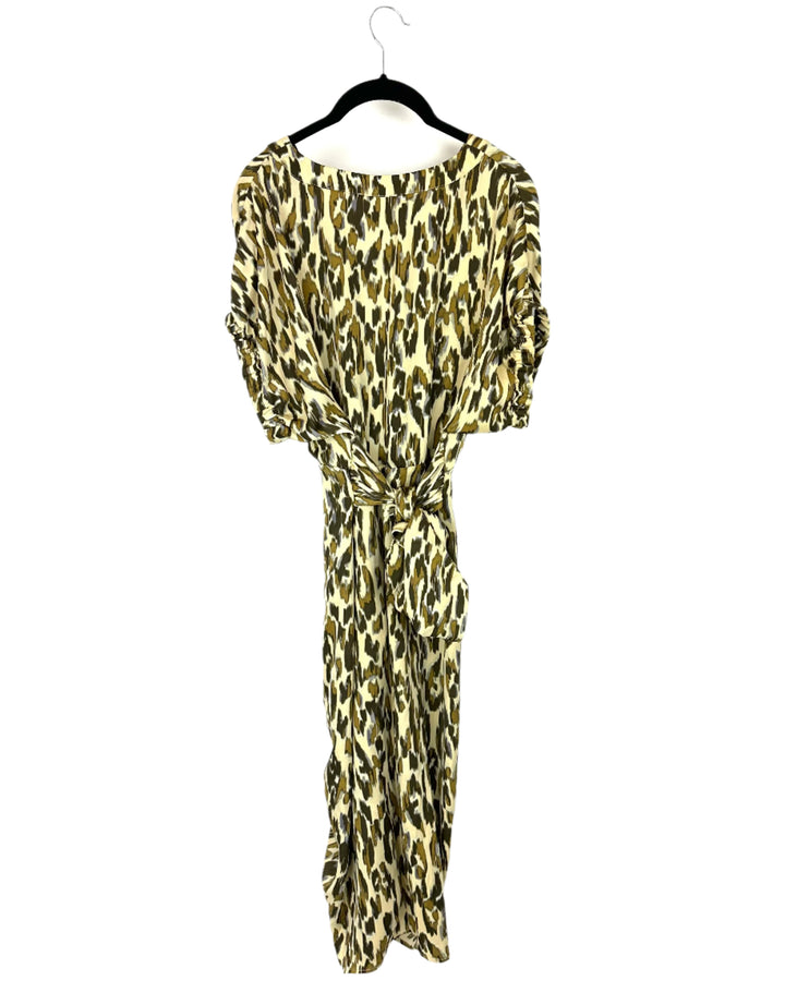 Brown Cheetah Print Button Up T-Shirt Dress - Size 4/6