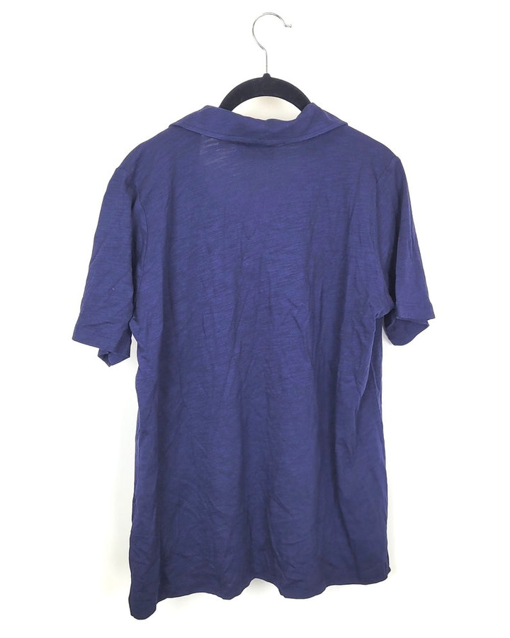 Navy Blue Collared Short Sleeve Shirt - Size 6/8