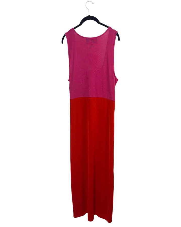 Bright Pink & Orange Tank Top Dress - 2X