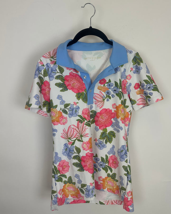 Floral Print Collared Athletic Top- Size 2/4