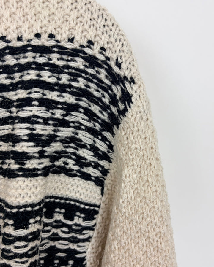 Cream and Black Knit Cardigan - Size 6/8