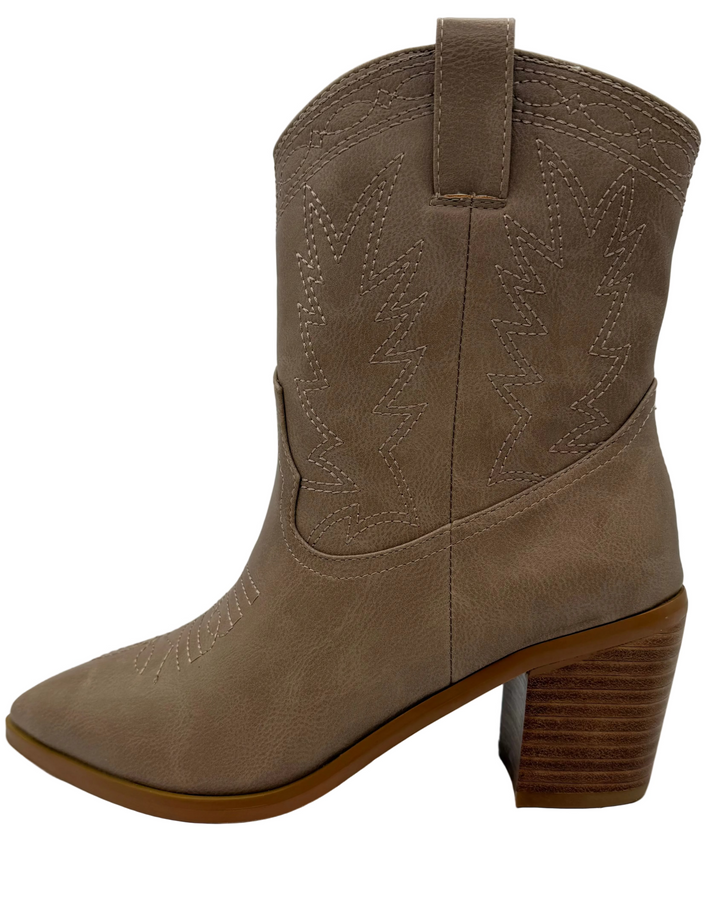 Taupe Cowboy Booties - Size 6