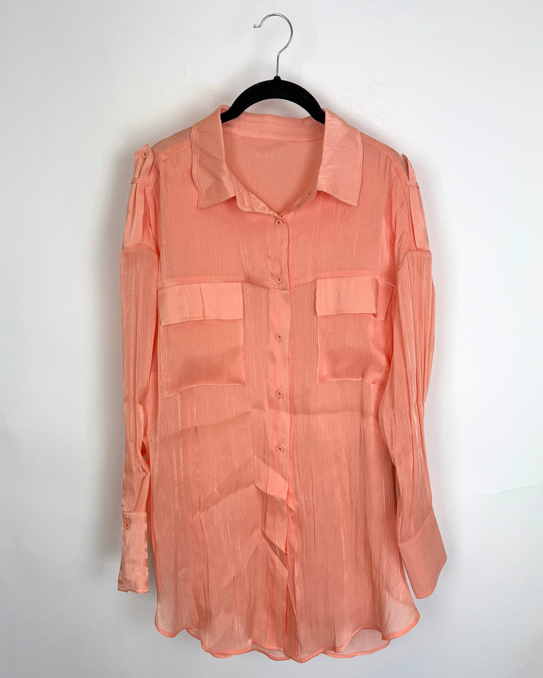 Peach Long Sleeve Collared Top - Size 4/6