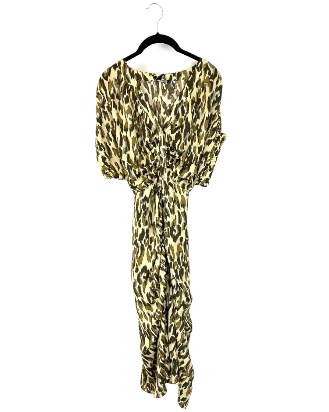 Brown Cheetah Print Button Up T-Shirt Dress