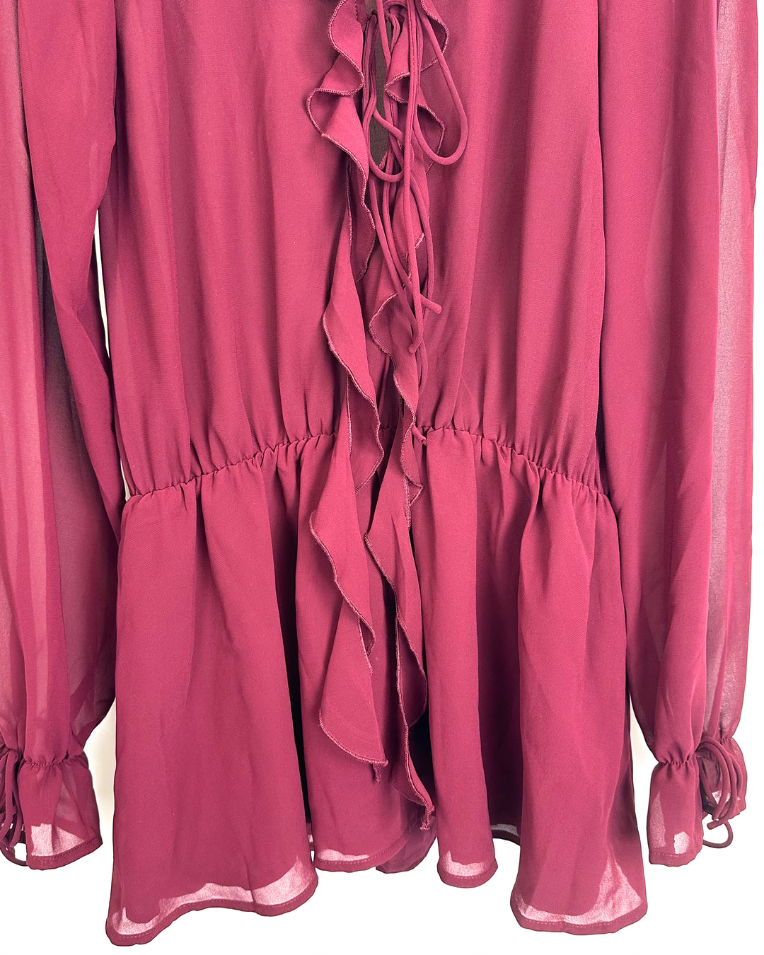 White Fox Maroon Sheer Dress - Small