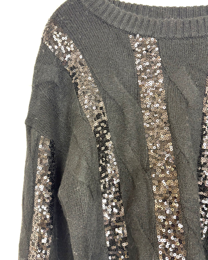 Black Sequin Sweater - Size 4/6