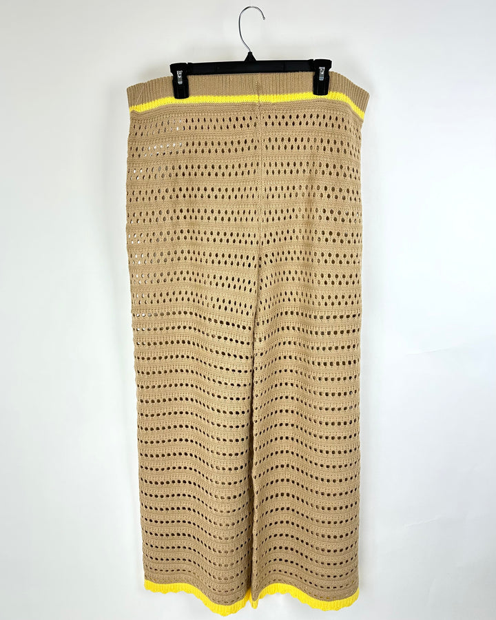Sand Crochet Pants With Yellow Stripe - 2X