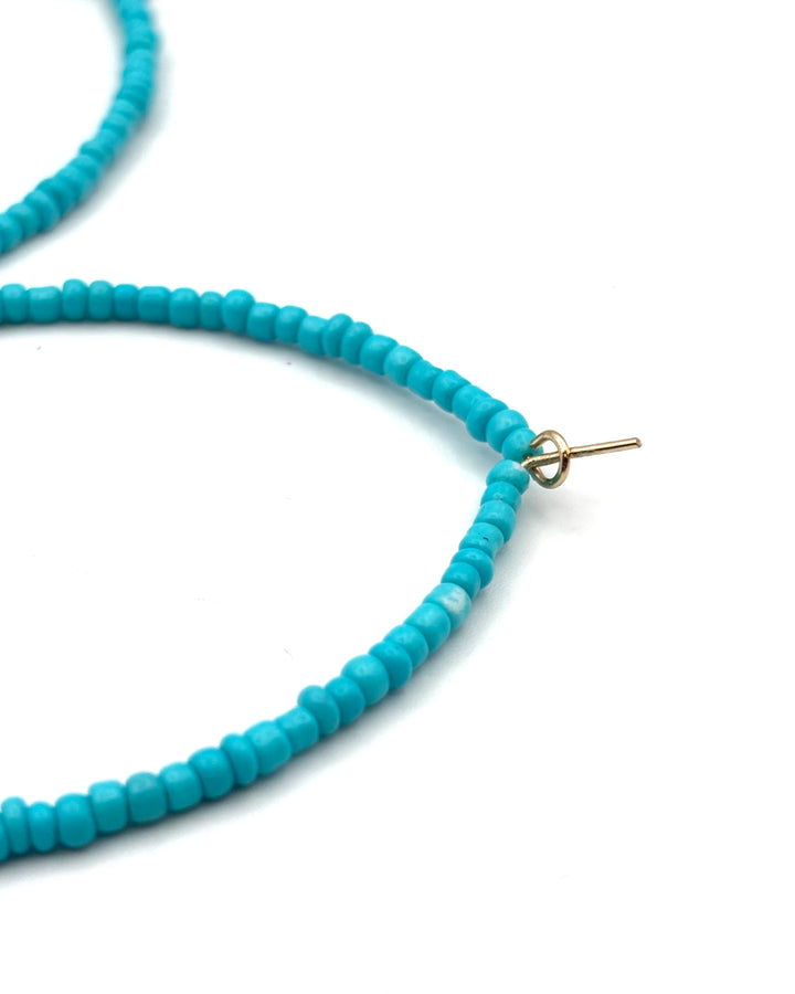 Teal Beaded Hoop Earring