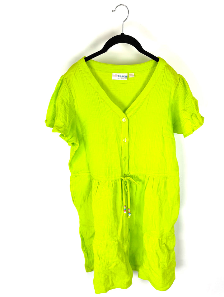 Neon Green Short Sleeve Dress - Size 6/8