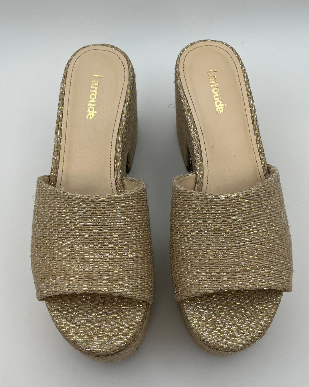 Gold Raffia Platform Sandals - Size 6.5