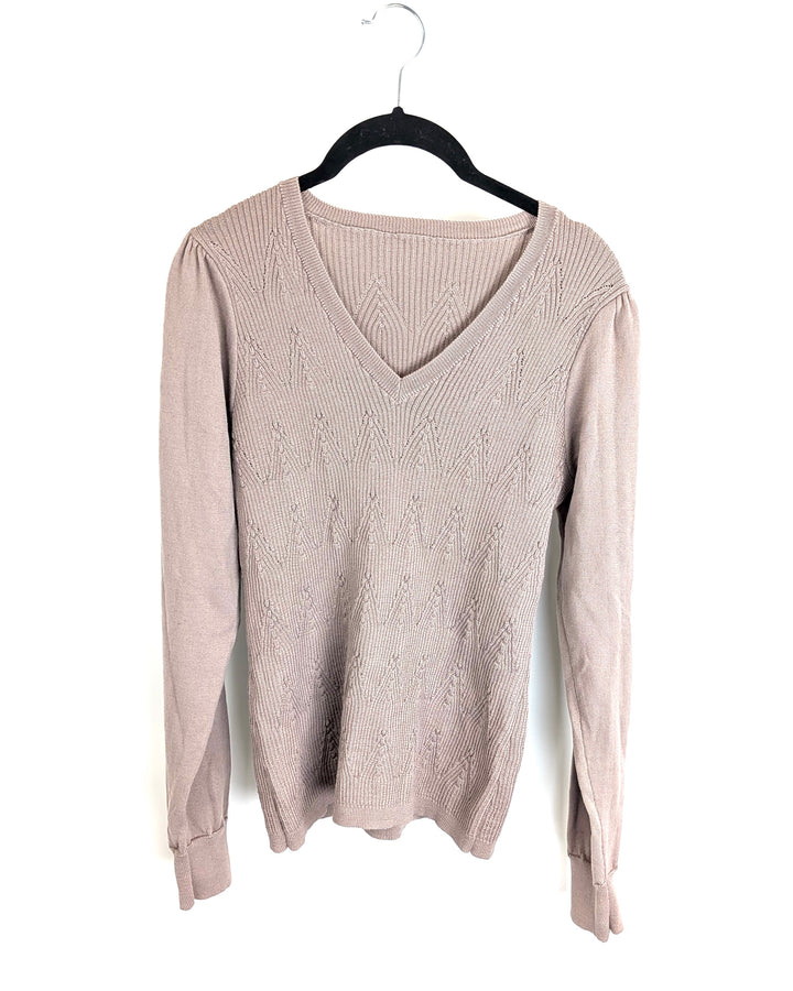 Mauve V-Neck Sweater - Small
