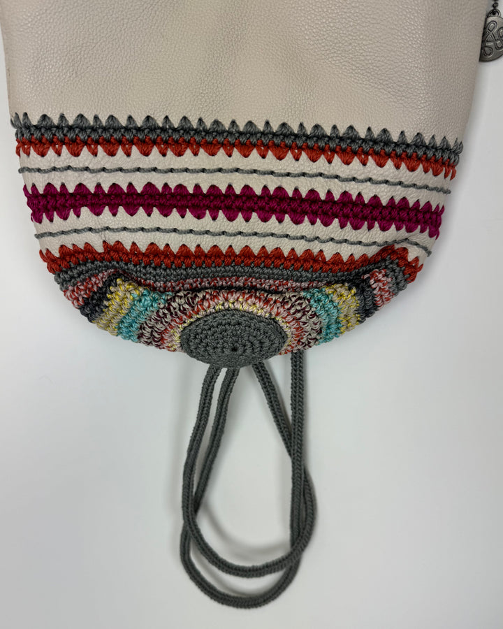 Tan and Crochet Mini Backpack
