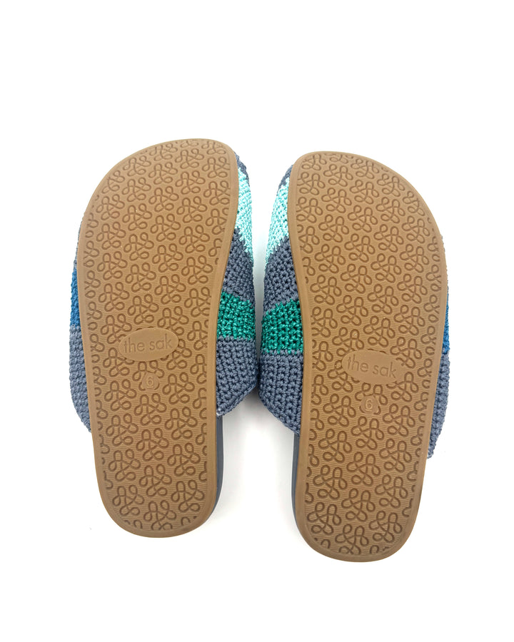 Blue Abstract Crochet Clogs - Size 6