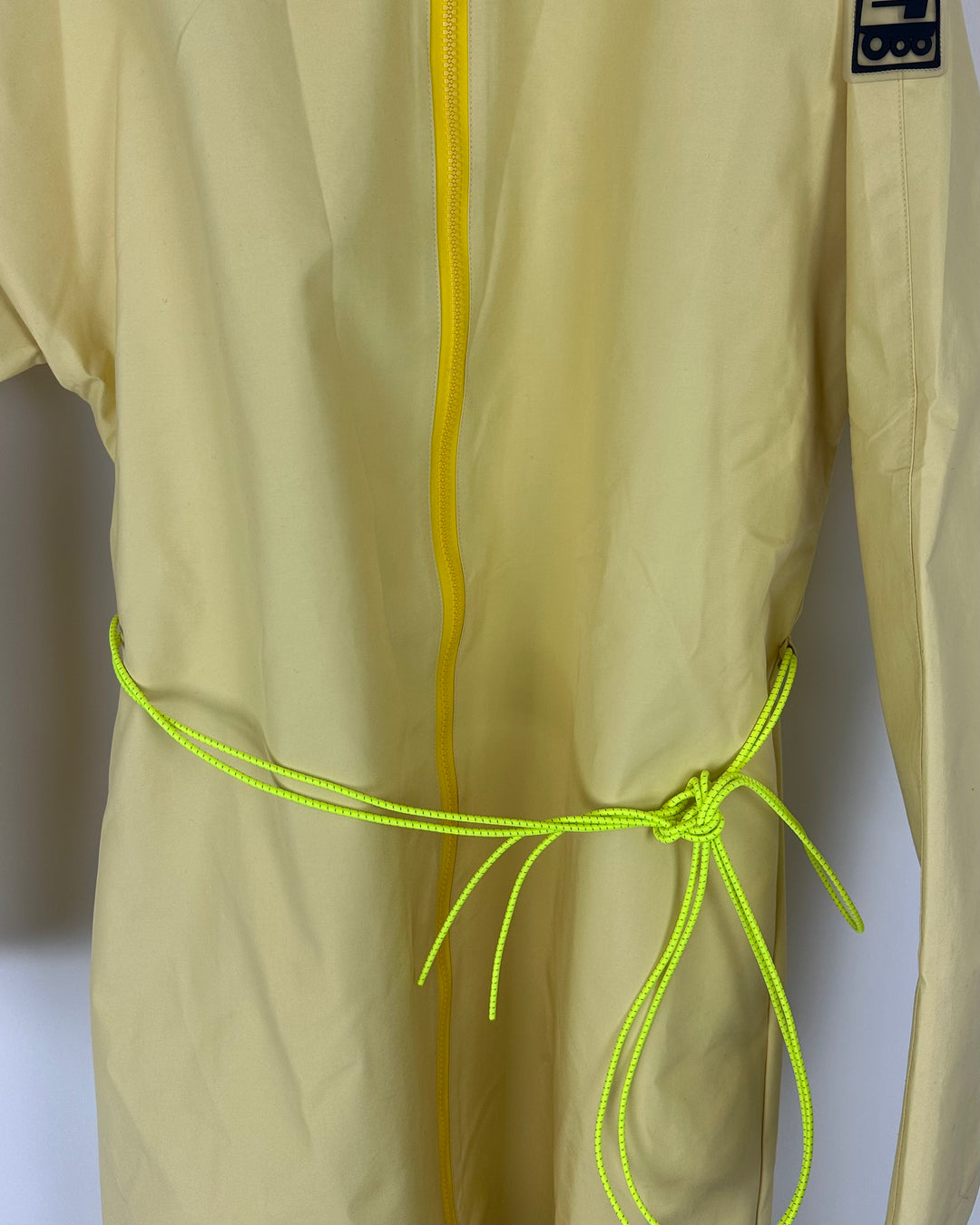 Butter Yellow Long Raincoat With Bungee Belt - Size 8/10