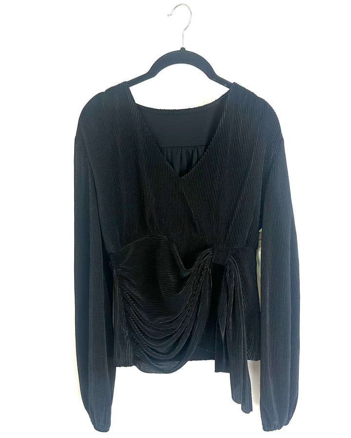 Black V Neck Ribbed Top - Size 4/6