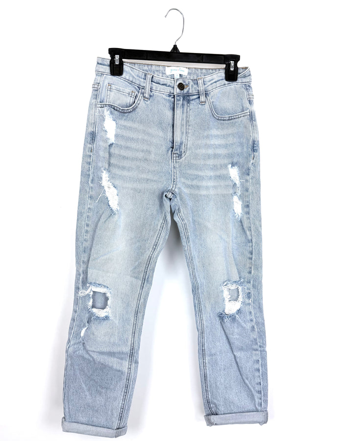 Washed Blue Distressed Jeans - Size 4
