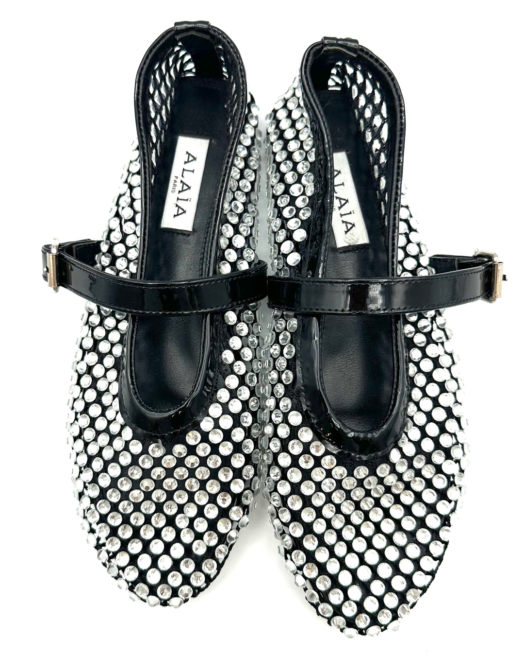 Alaia Rhinestone Fishnet Flats - Size 7