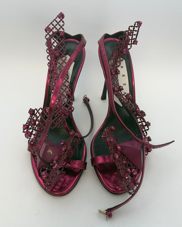 Metal Dark Pink Heels - Size 38