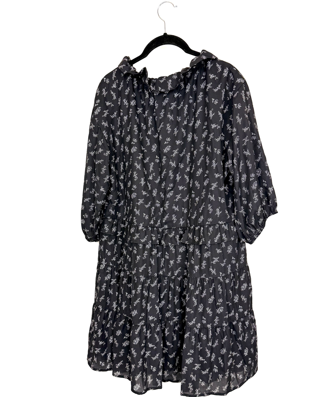 Black Floral Ruffle Dress - Size 10/12