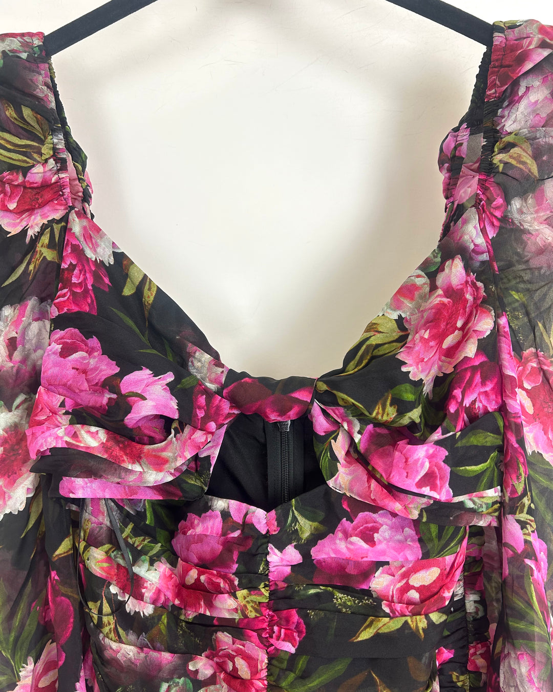 Dark Floral Rouged Bodysuit - Size 4