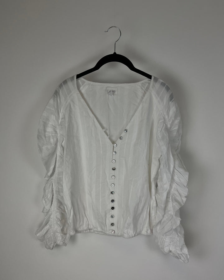 White Puffy Long Sleeve Top - Size 2-4