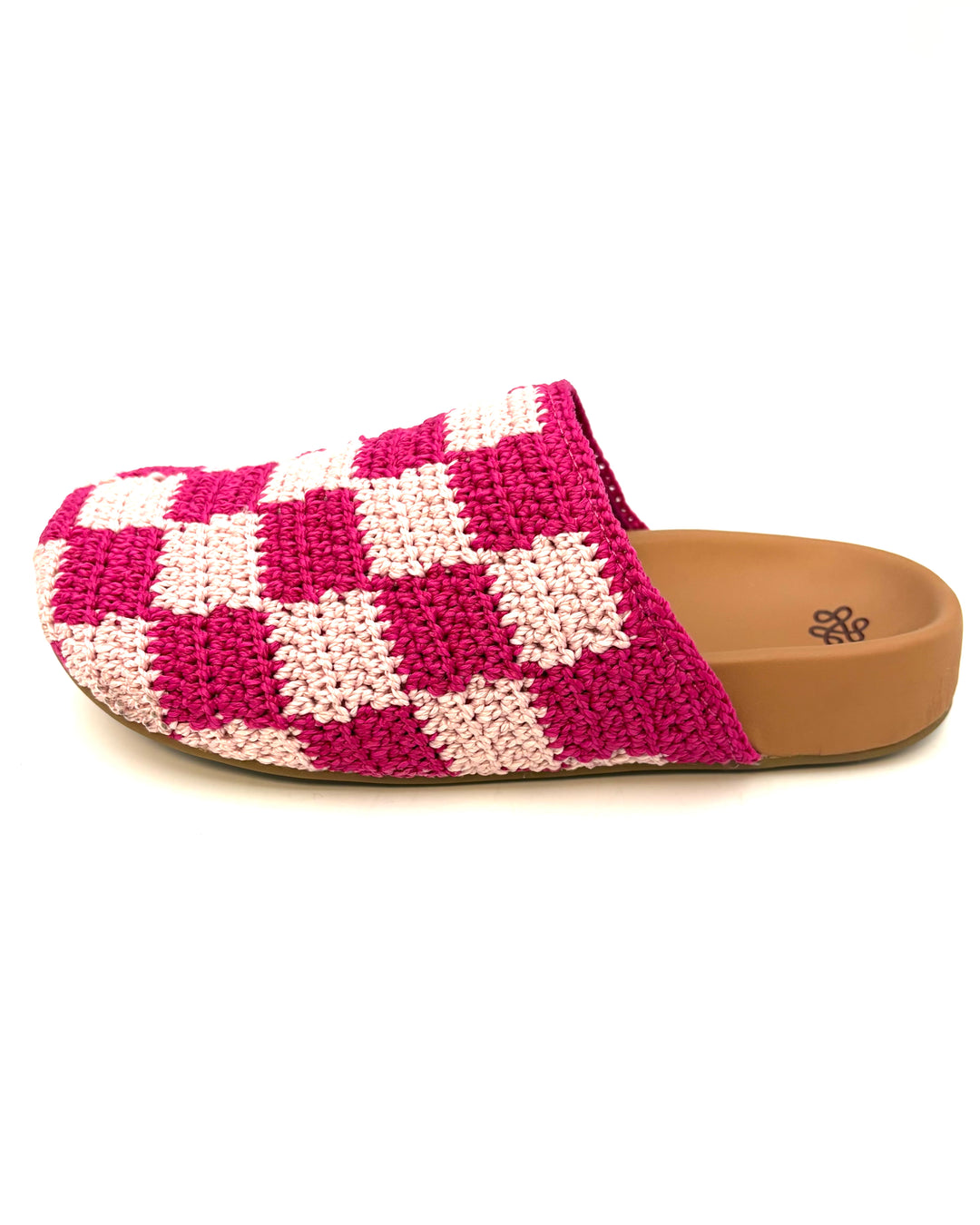 KIDS Pink Checkered Crochet Clogs - Size 4Y