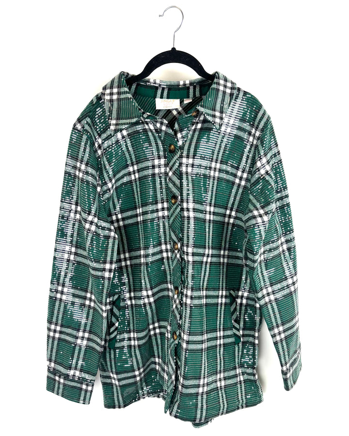 Sequin Patterned Shirt Jacket - Size 6/8
