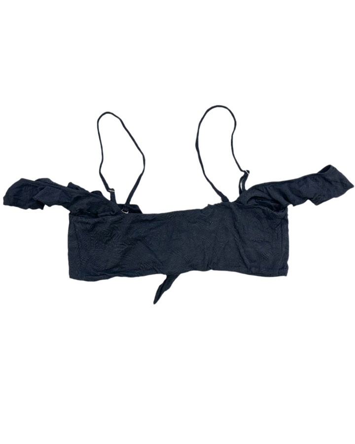 Black Embossed Ruffle Bikini Top - Extra Large and Extra Extra Large