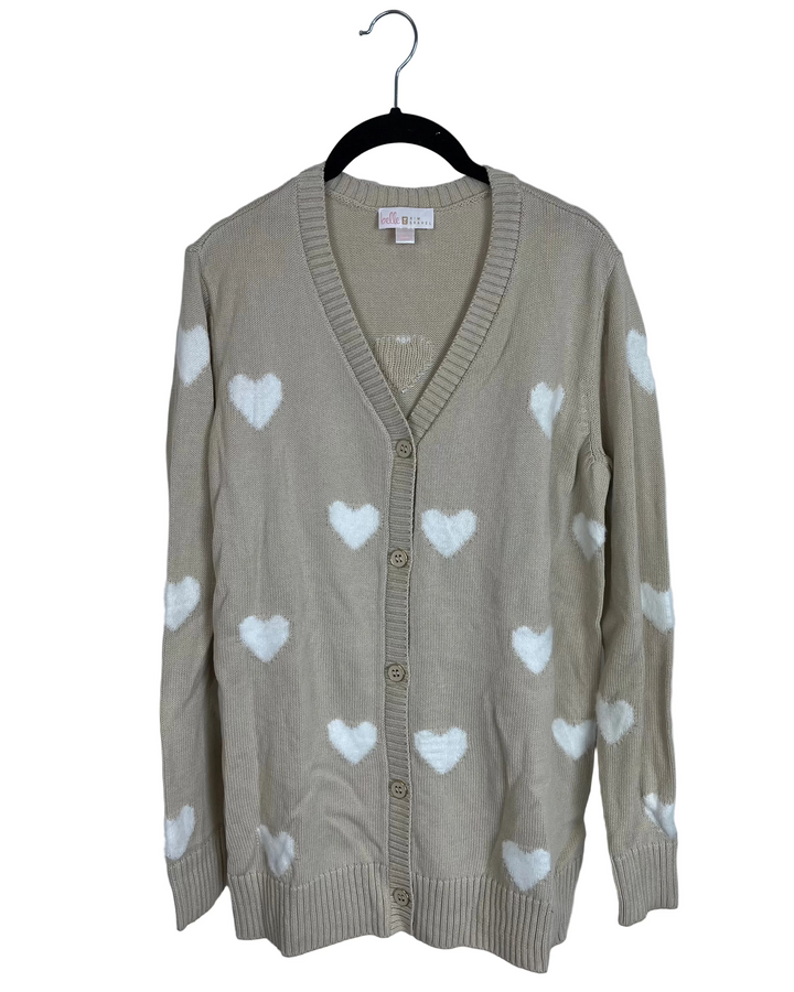 Light Brown Heart Cardigan - Size 6/8