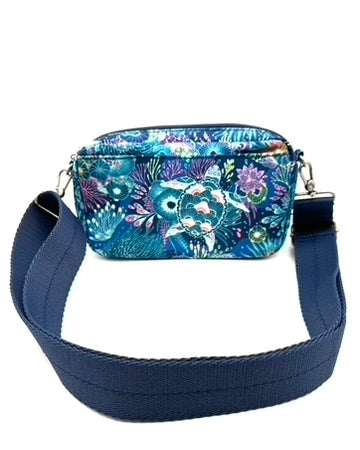 Teal Water Motif Crossbody Wallet