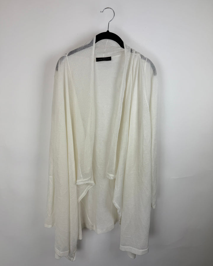 Cream Open Long Cardigan- Extra Large