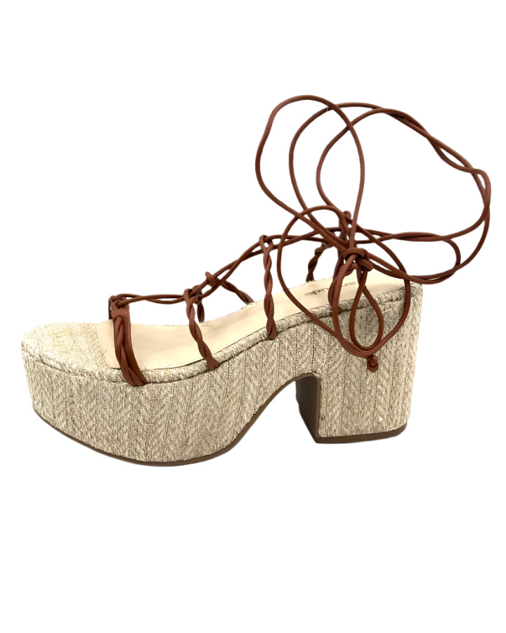 Beige Platform Strappy Sandal - Size 7.5