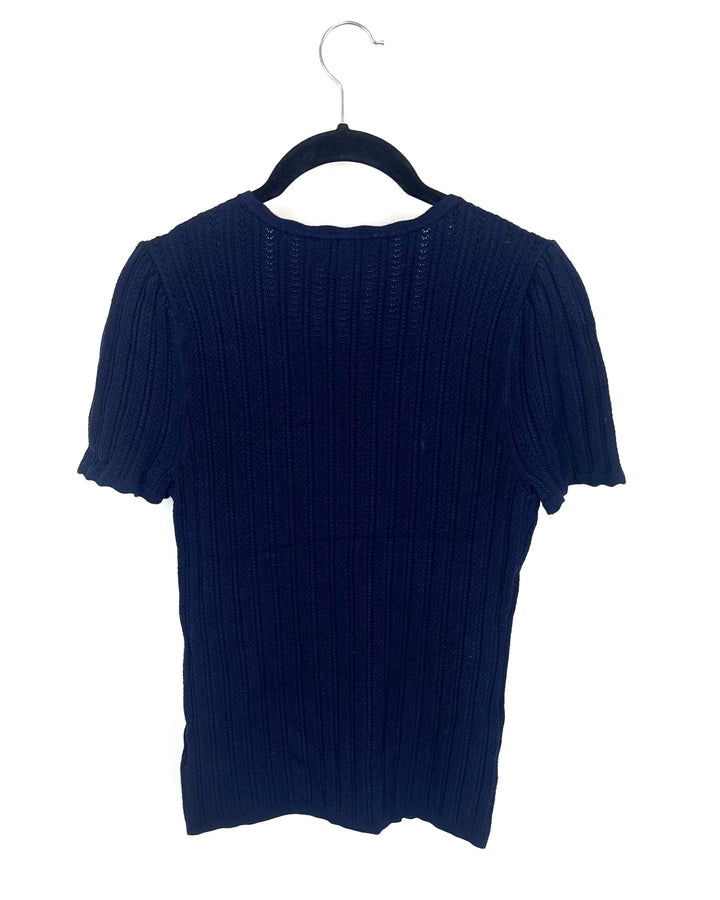 Navy Blue Knit Short Sleeve - Size 4/6