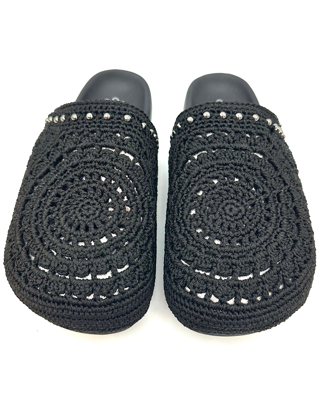 Black Crochet & Silver Clogs - Size 8, 9 and 10