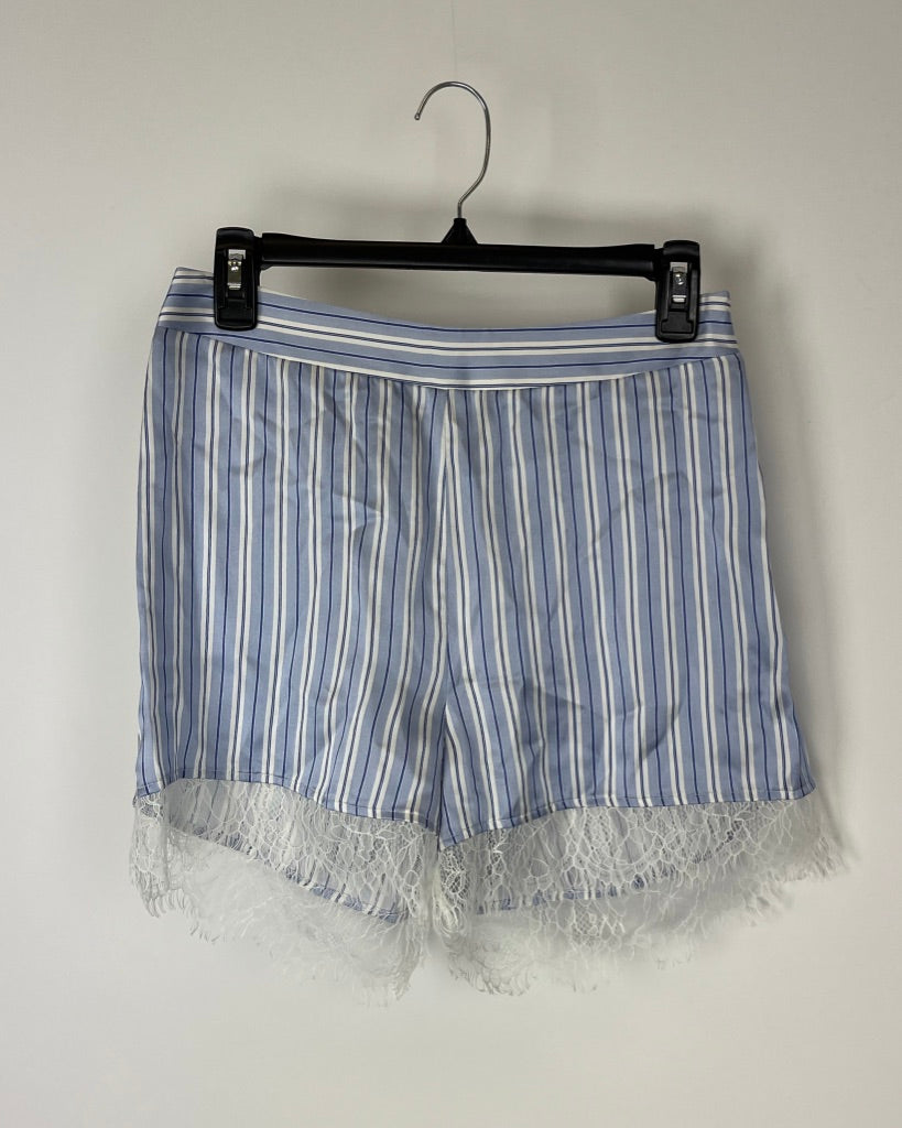 Light Blue And White Striped Shorts - Size 4