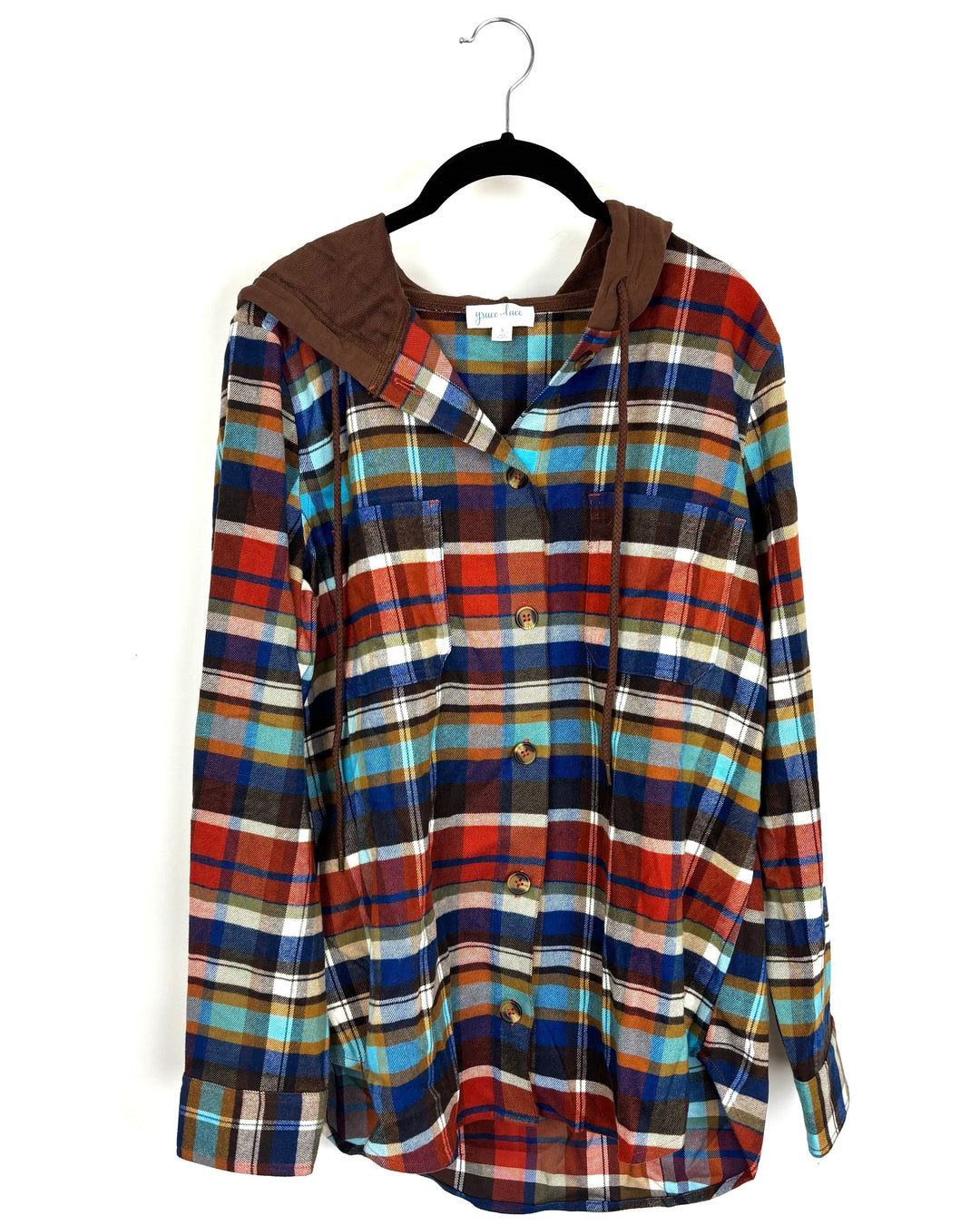 Long Sleeve Flannel Hoodie - Size 2/4