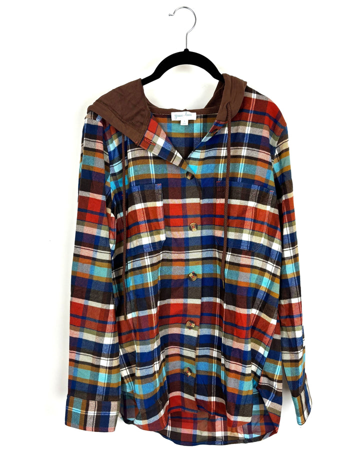 Long Sleeve Flannel Hoodie - Size 2/4