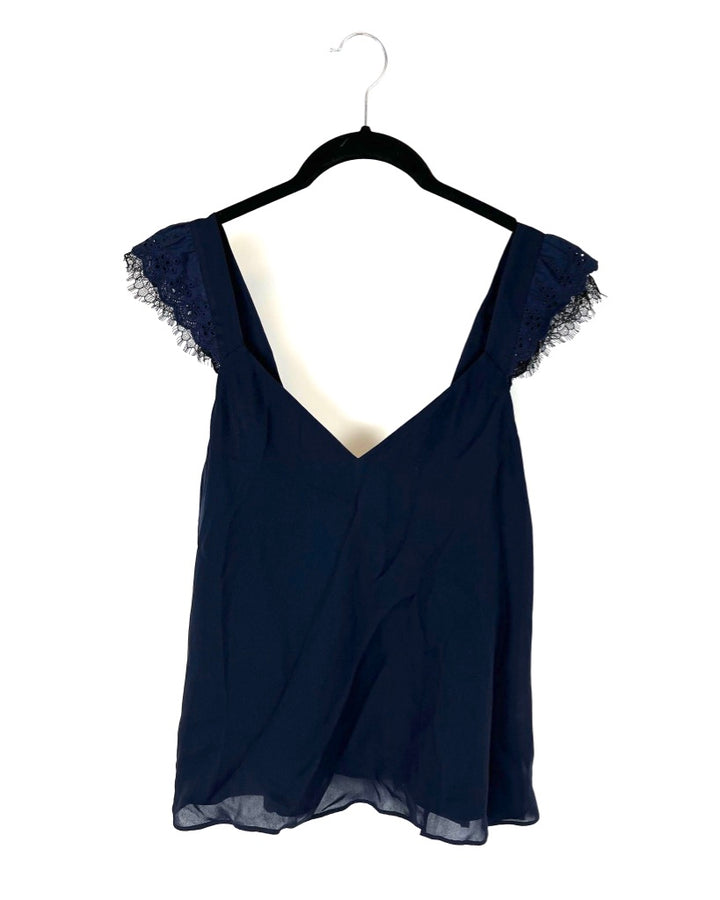 Navy Blue Lace Tank Top - Size 2