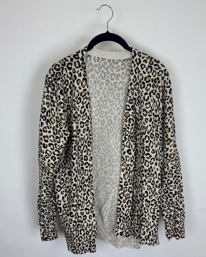Open Front leopard Print Cardigan - Size 2/4