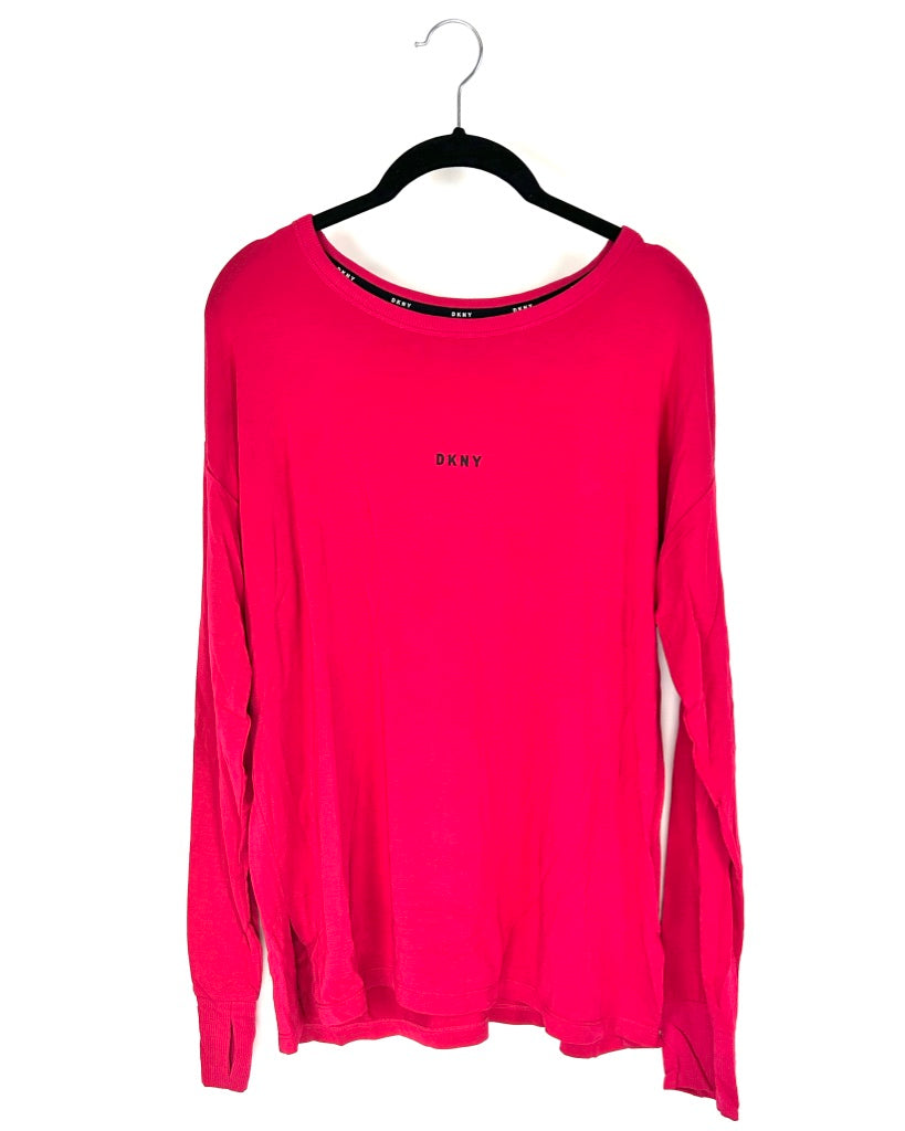 Pink and Black Logo Long Sleeve Shirt - Size 6/8