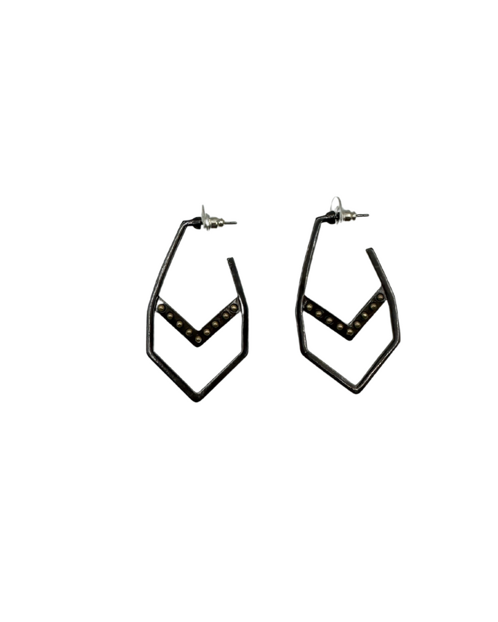 Gunmetal and Gold Geometric Earrings