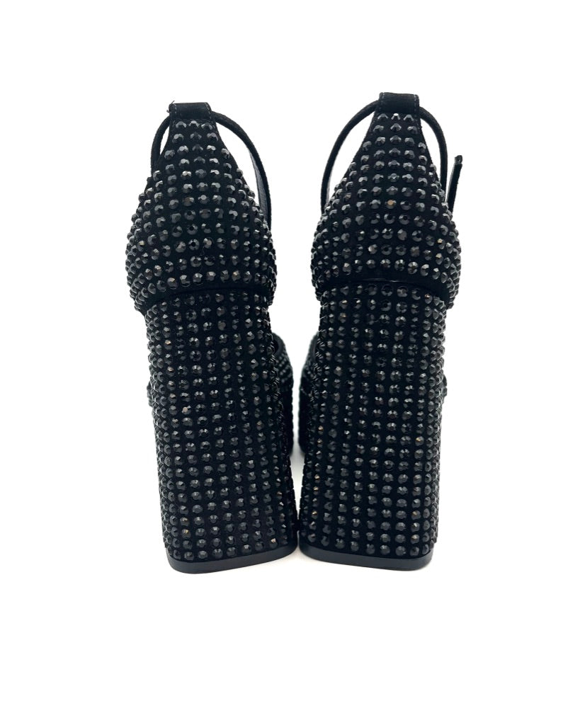 Black Rhinestone Platform Heels - Size 7.5, 8.5, and 10
