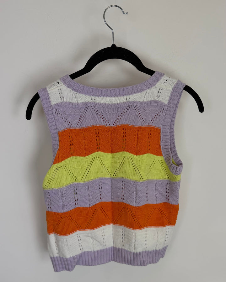 Multi Color Striped Knit Sweater Vest - Size 2/4