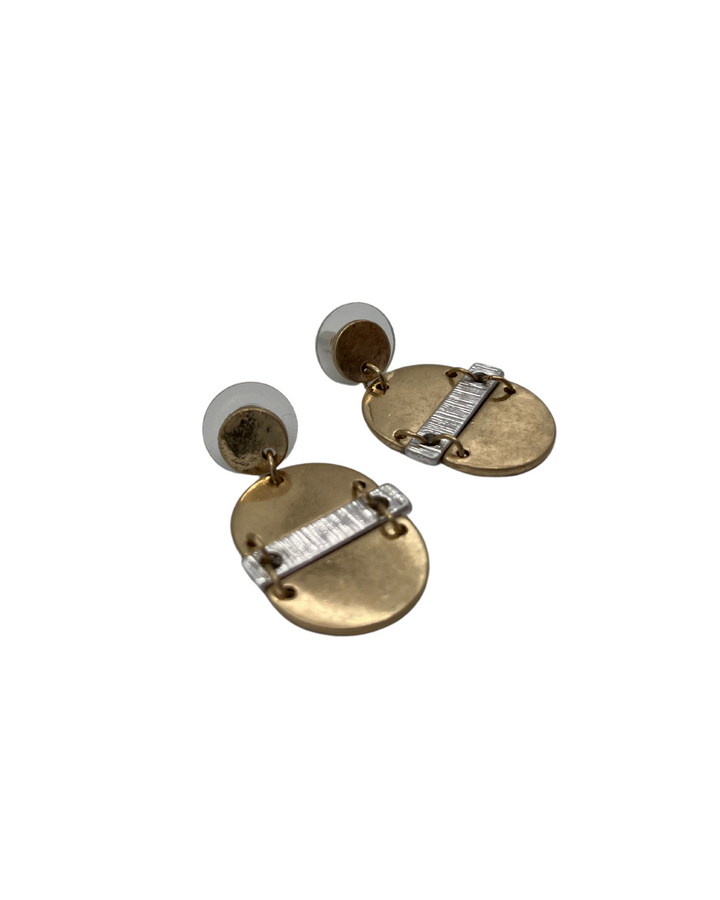 Gold and Silver Oval Earring