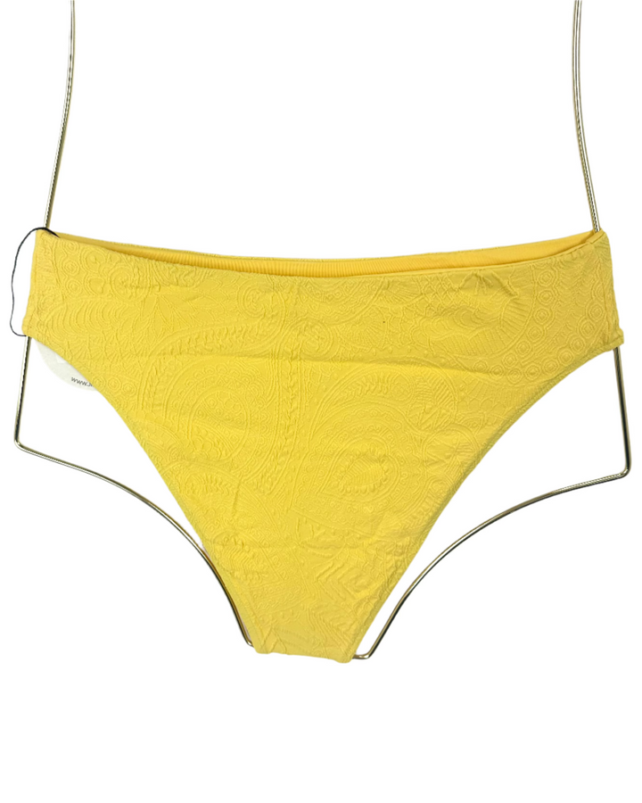 Yellow Embossed High Waist Bikini Bottom - Extra Small - XS, S, M, XXL