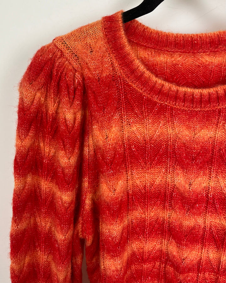 Orange and Red Cable Knit Top - Size 6/8