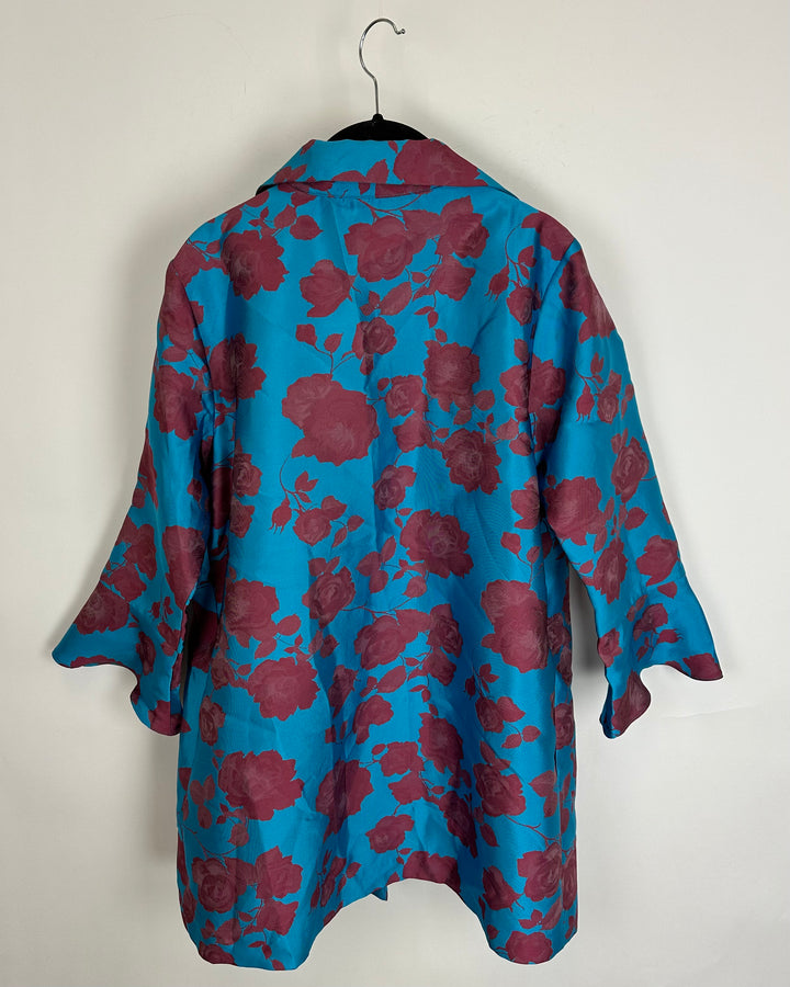 Blue Floral Open Front Top - Size 6/8