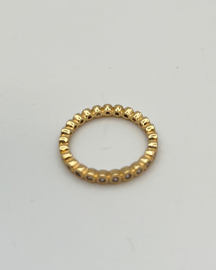 Gold Circle Rhinestone Ring - Size 6