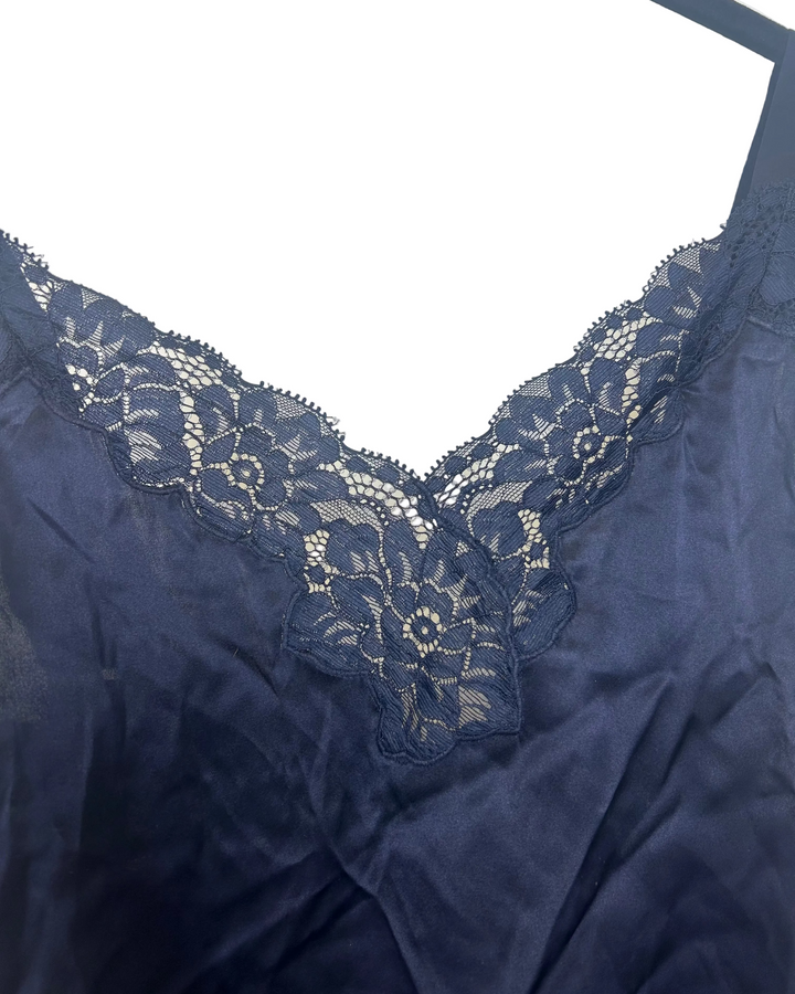Evening Blue Silk Lace Top - Small and Large